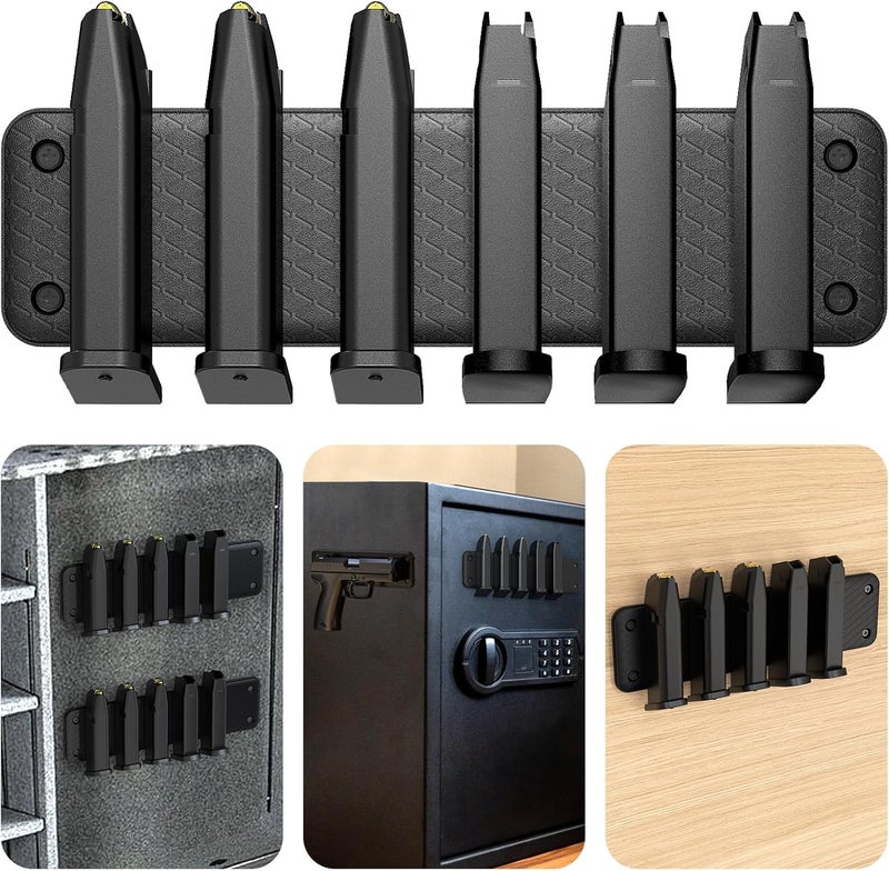 LULACOOL Magnetic Ammunition Holder，Double Sided Gun Magnet for Gun Magazines, Knives, Organize Mount in Gun Safe, Cabinet, Wall, Door, Ammo Storage Accessories for Handgun, Pistol and Rifle Mags - Image 1